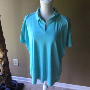 Slazenger women's golf polo short sleeve shirt sz XXL/2X in EUC turquoise/white
